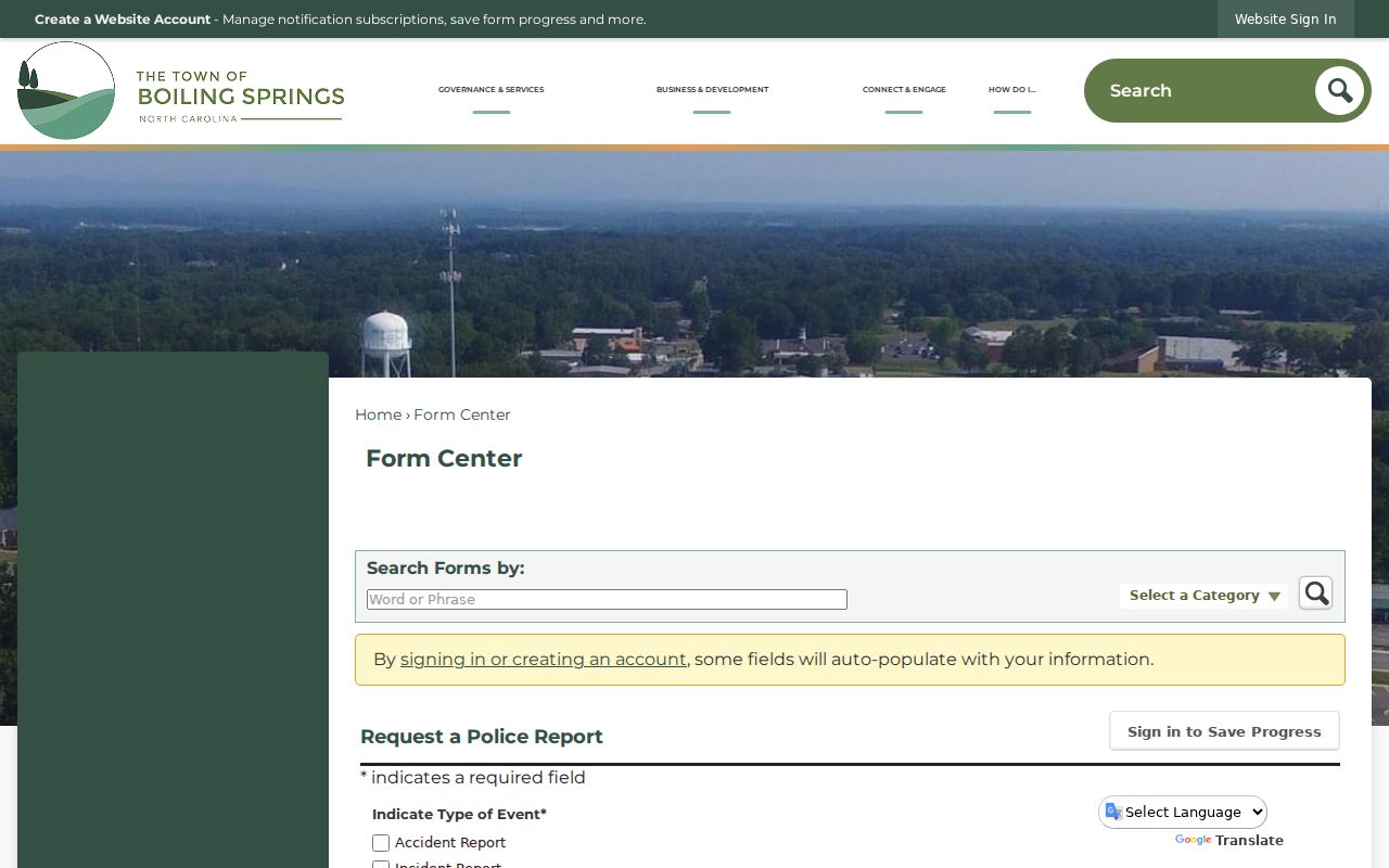 Boiling Springs criminal history police report request form
