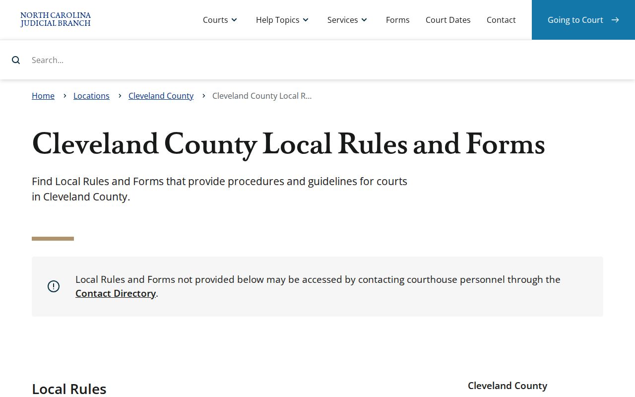 Cleveland County criminal court local rules and case forms