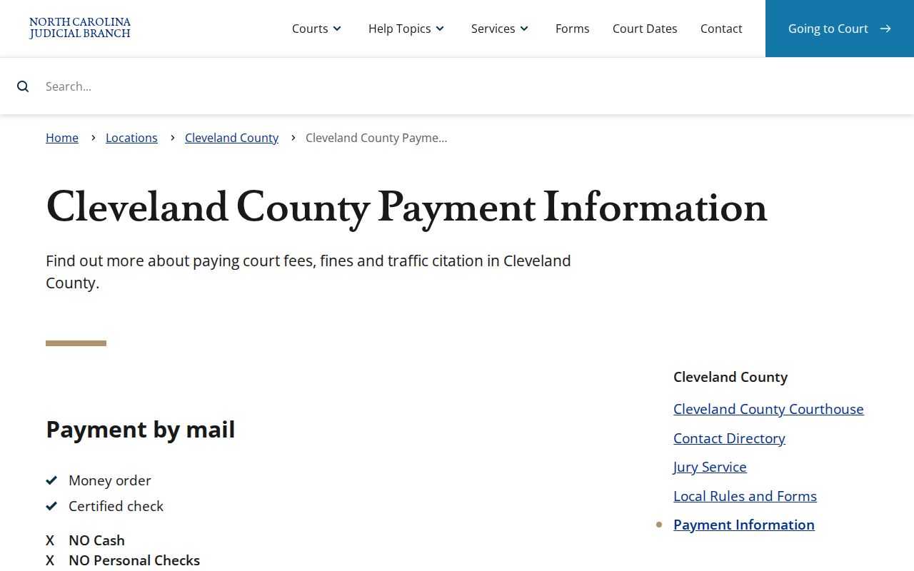 Cleveland County criminal court payment and case record options