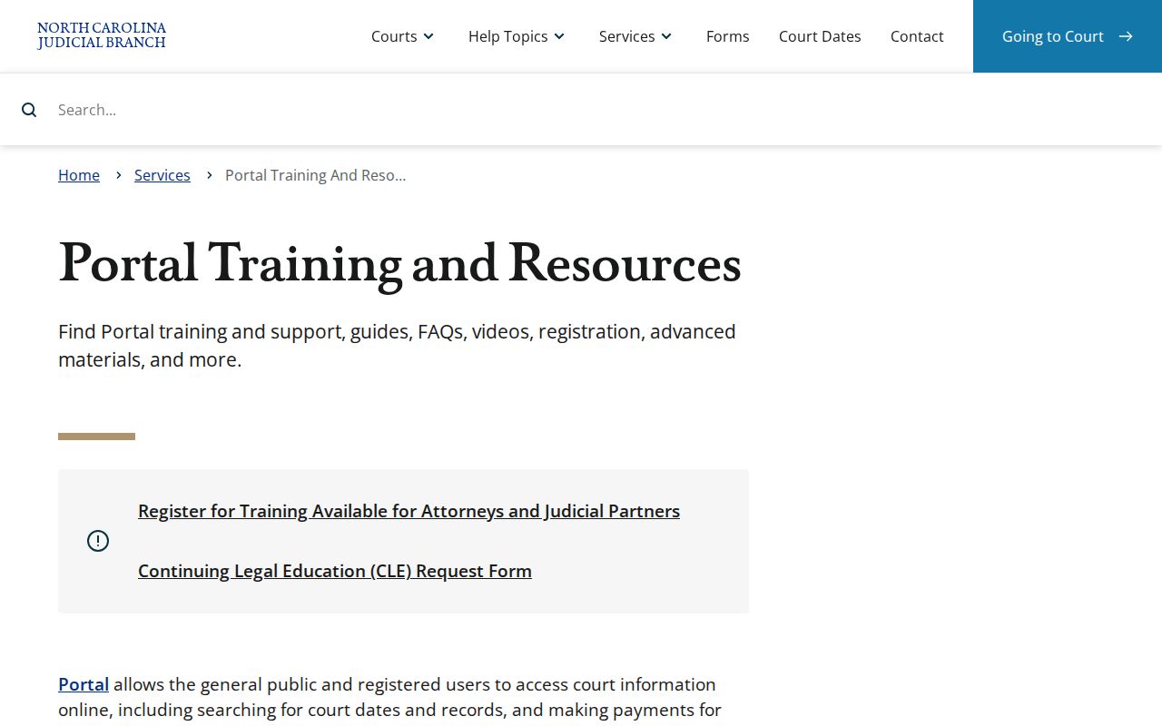 Cleveland County criminal case search fields in eCourts Portal training