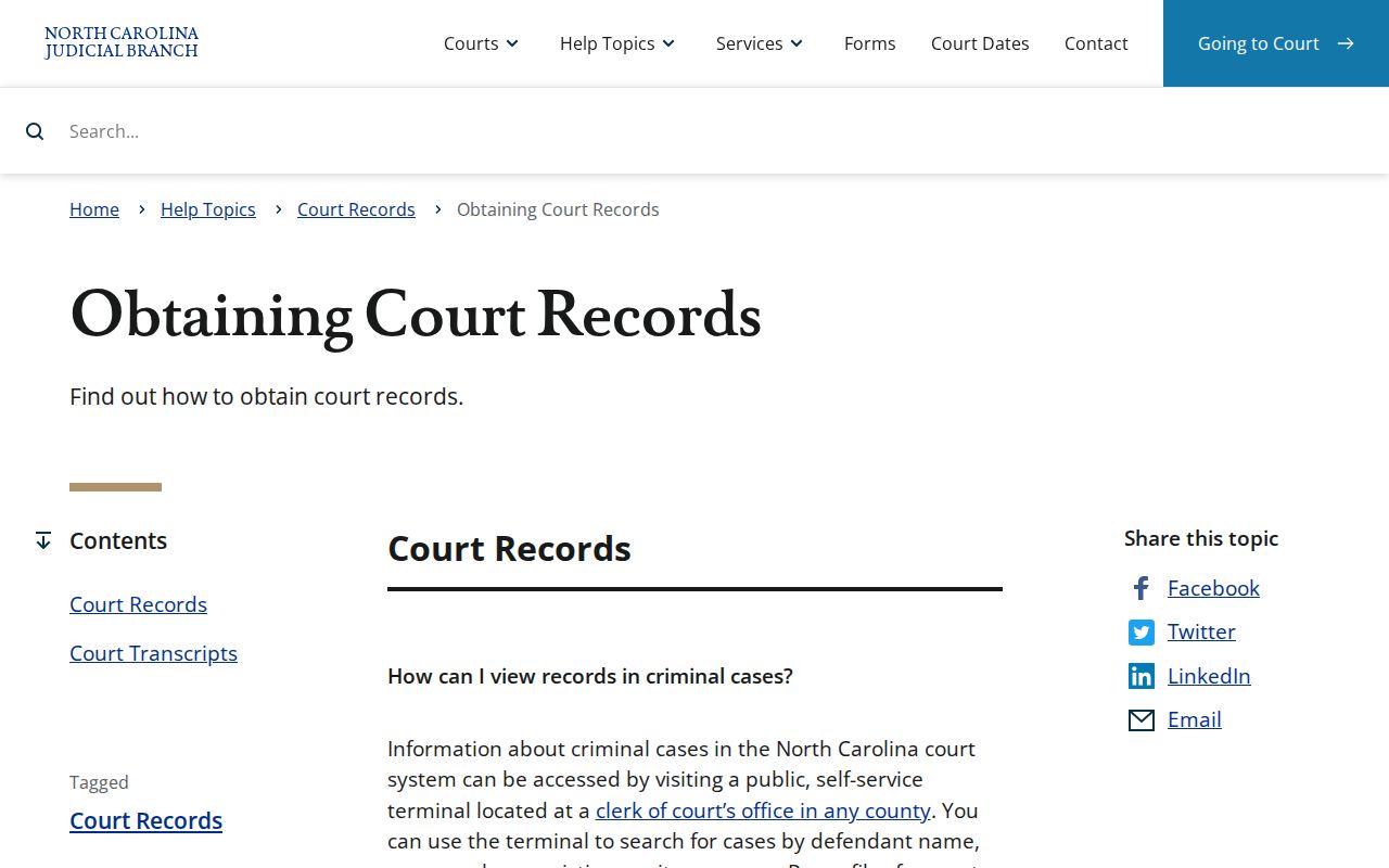 Official methods for obtaining Cleveland County criminal court case records