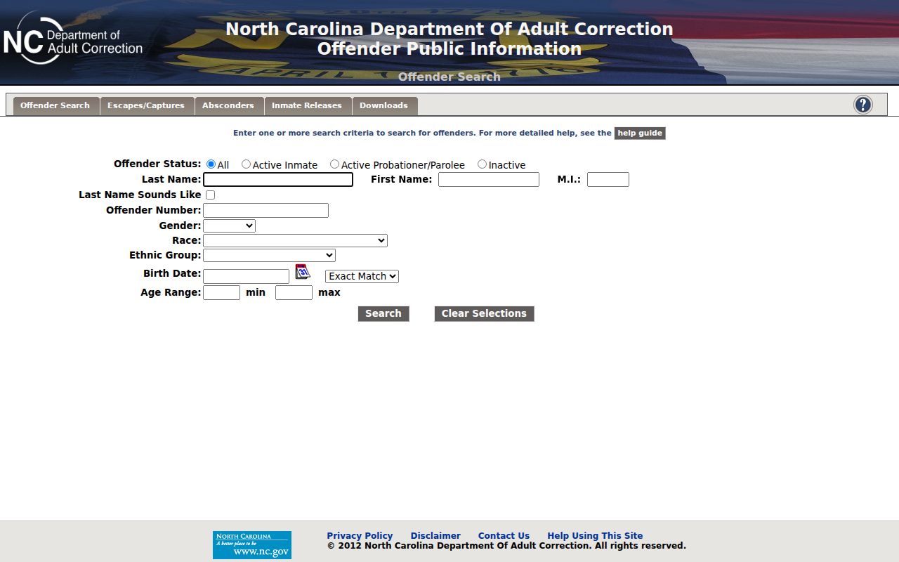 Cleveland County criminal history NCDAC offender search