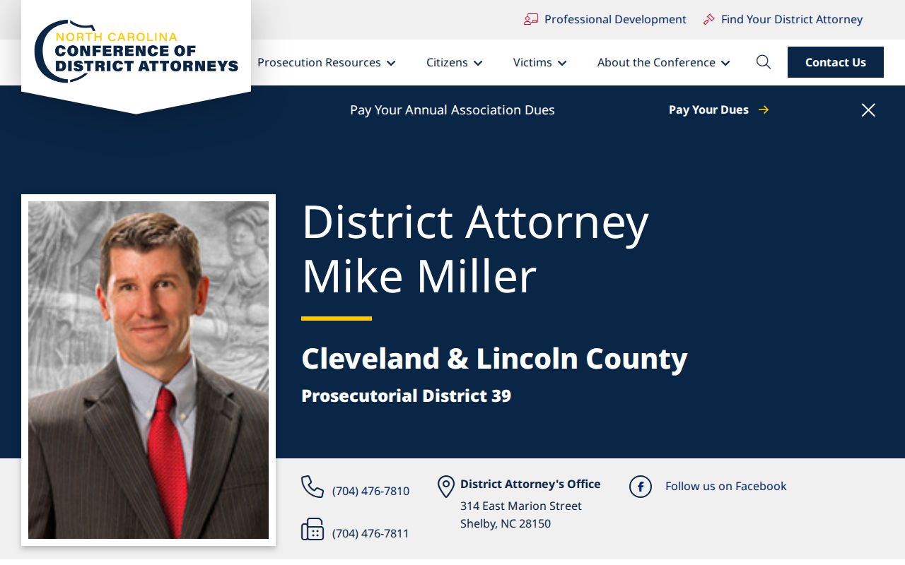 Cleveland County criminal case records District Attorney 39