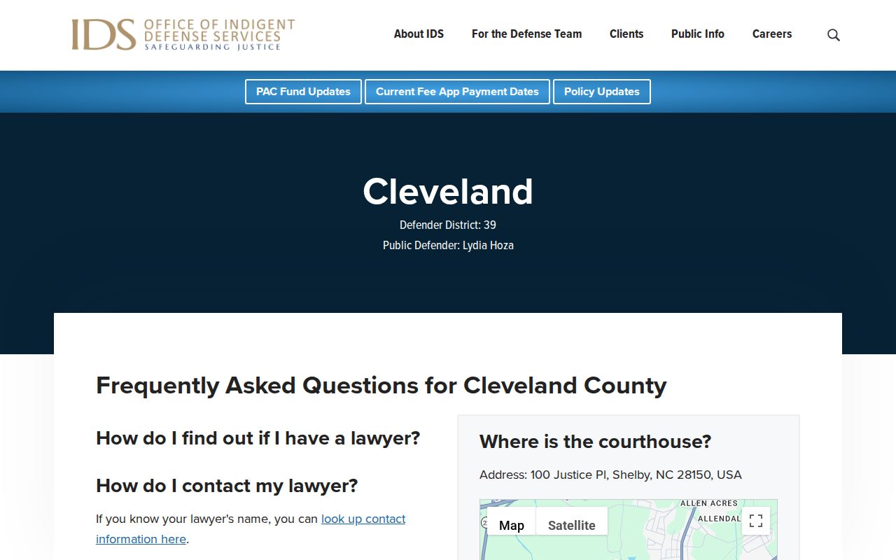 Cleveland County criminal history public defender listing