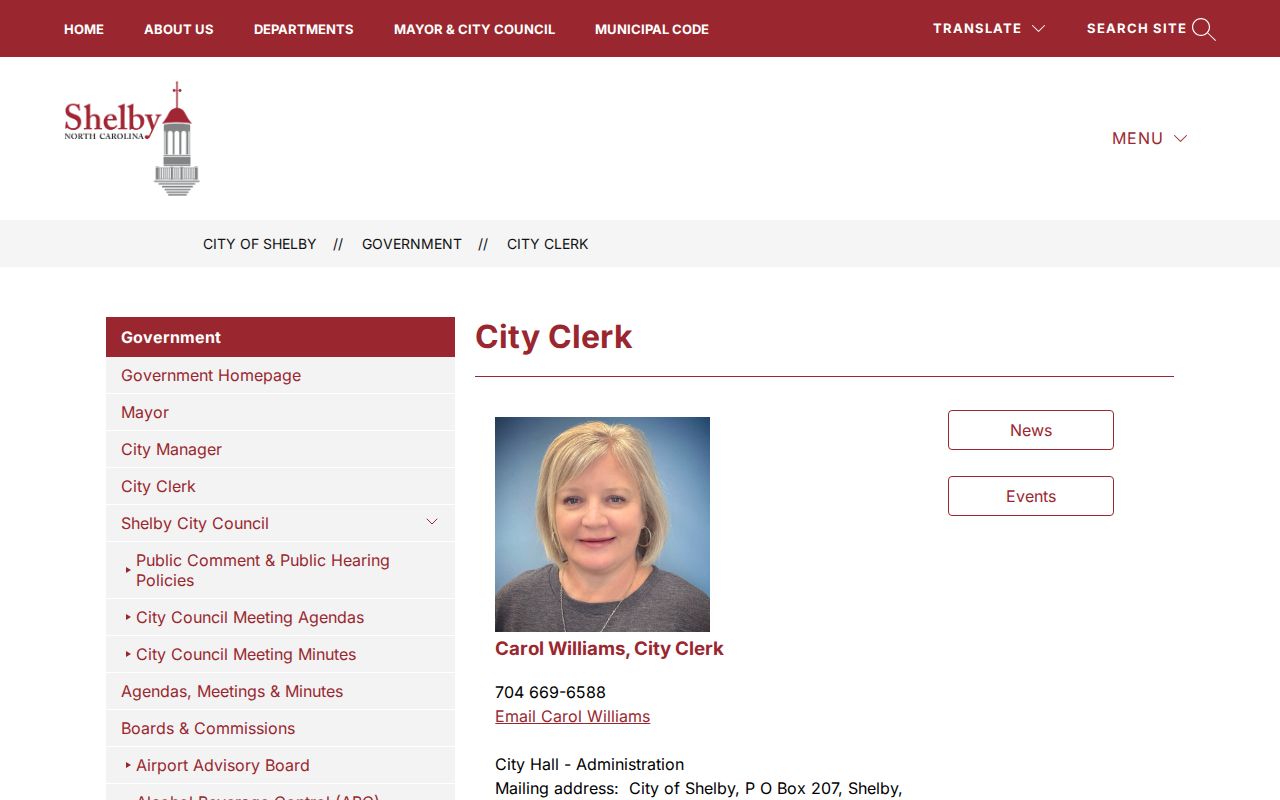 Shelby criminal records request route through the City Clerk
