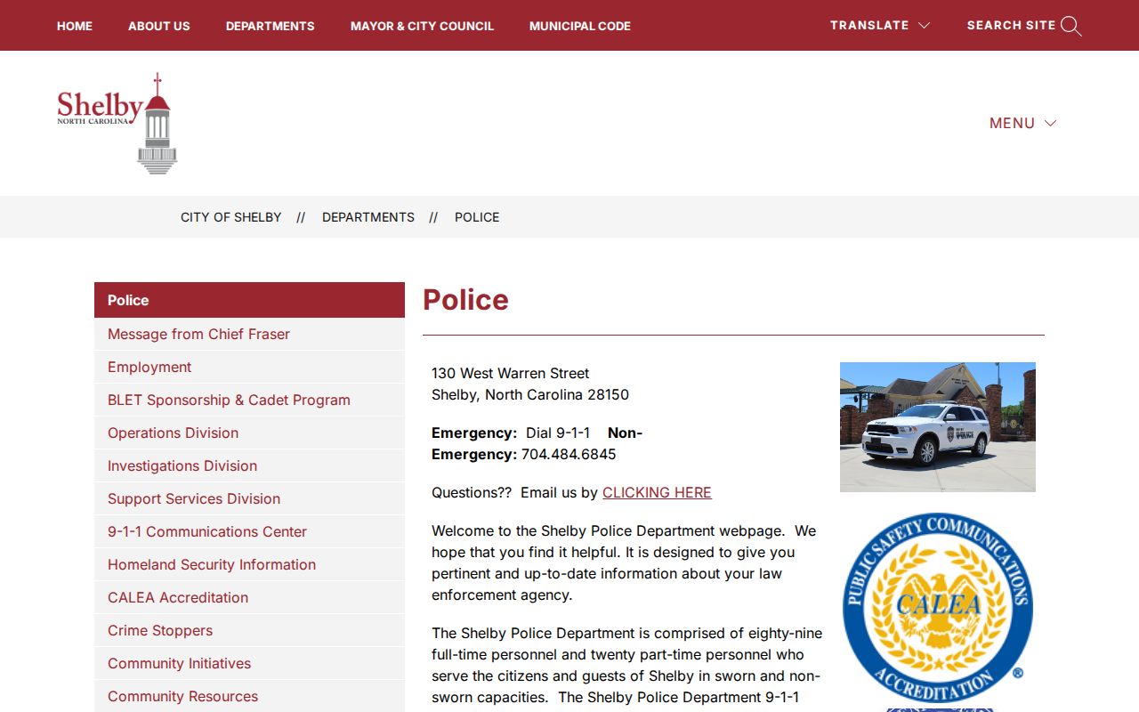 Shelby criminal history and Shelby Police Department records